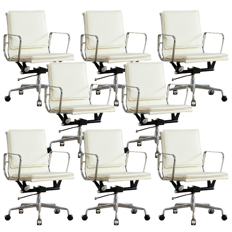 Chaise de bureau à bras fixes moderne chaise de bureau de hauteur de siège réglable en cuir avec roues