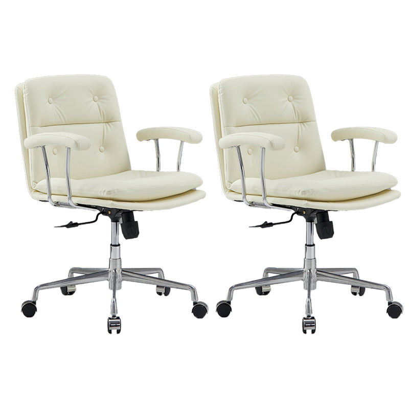 Chaise de bras rembourrée en cuir à hauteur de siège réglable chaise de bureau avec roues