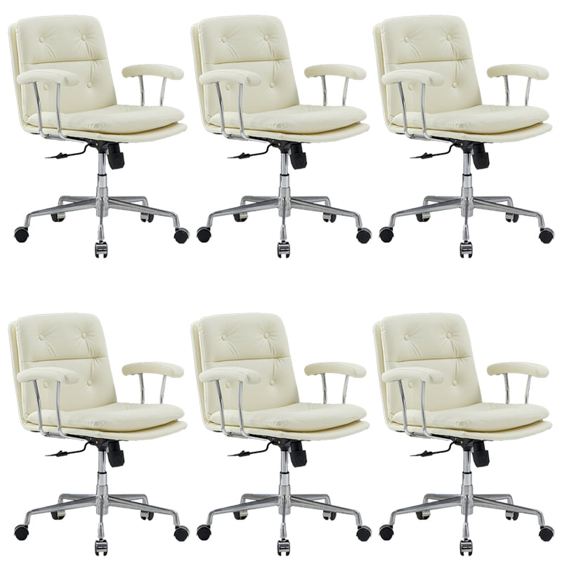 Chaise de bras rembourrée en cuir à hauteur de siège réglable chaise de bureau avec roues