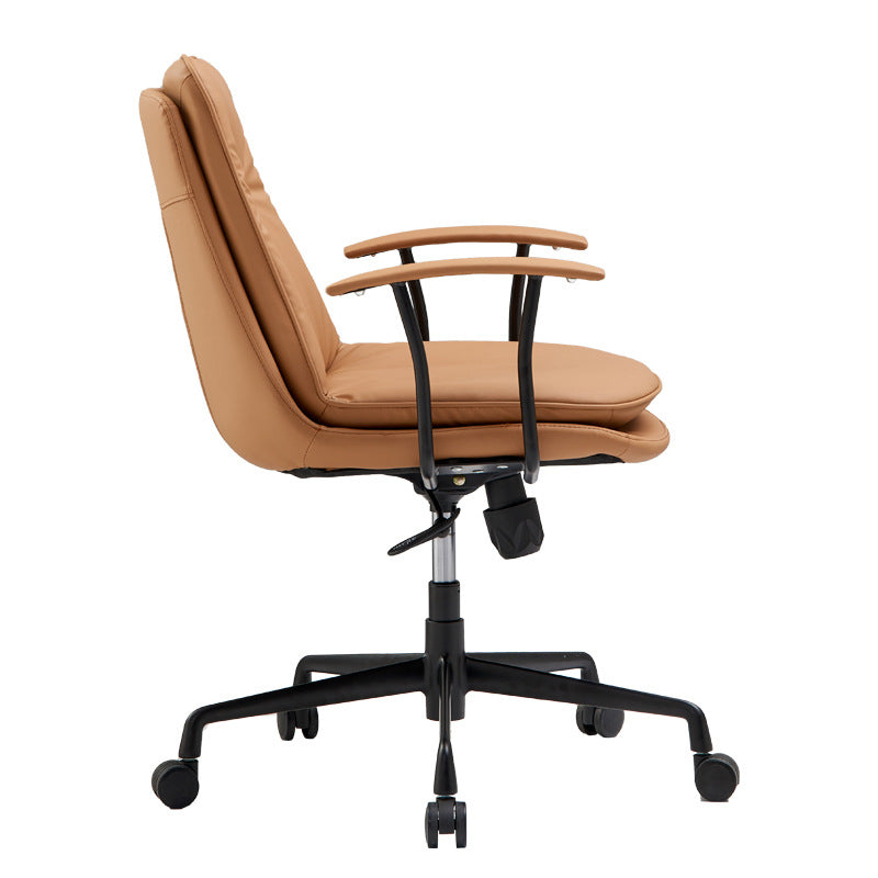 Chaise de bras rembourrée en cuir à hauteur de siège réglable chaise de bureau avec roues