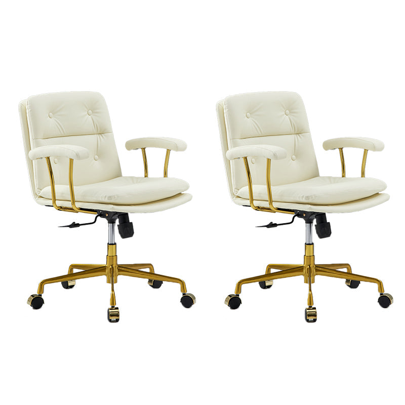 Chaise de bras rembourrée en cuir à hauteur de siège réglable chaise de bureau avec roues