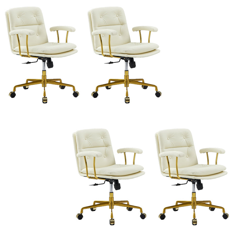 Chaise de bras rembourrée en cuir à hauteur de siège réglable chaise de bureau avec roues