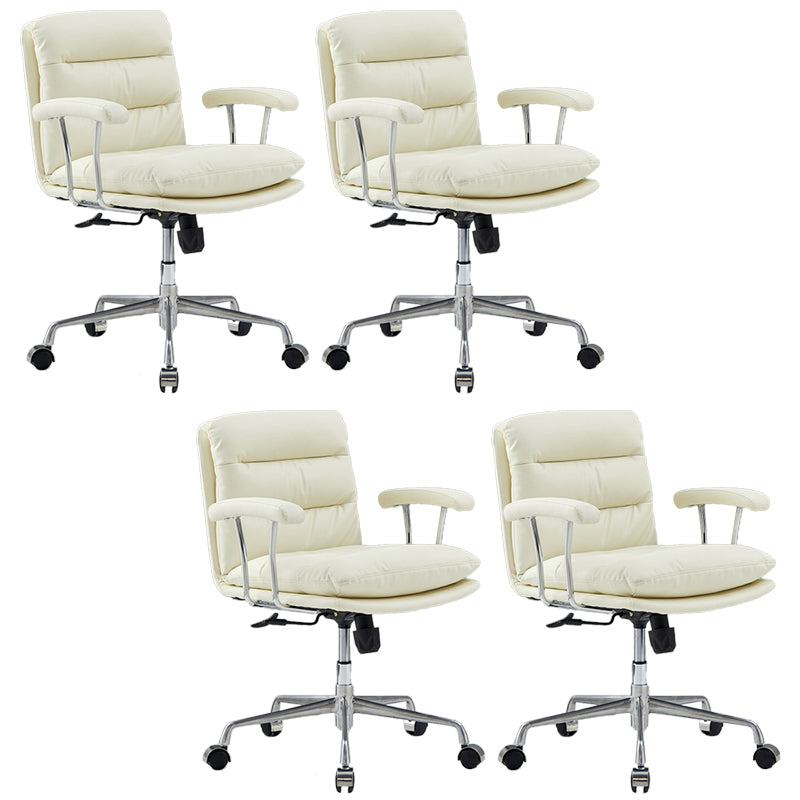 Chaise de bras rembourrée en cuir à hauteur de siège réglable chaise de bureau avec roues