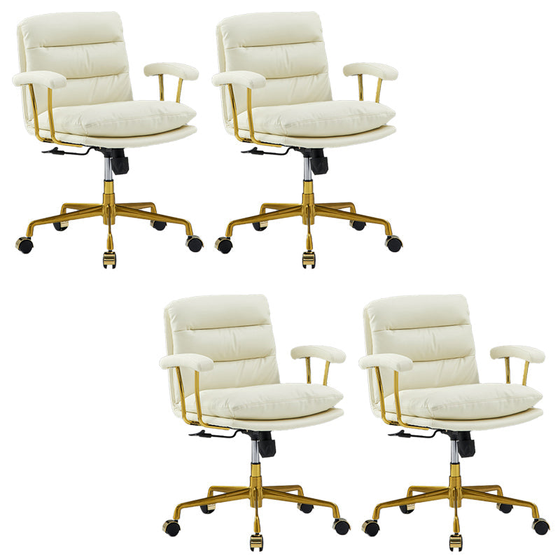 Chaise de bras rembourrée en cuir à hauteur de siège réglable chaise de bureau avec roues