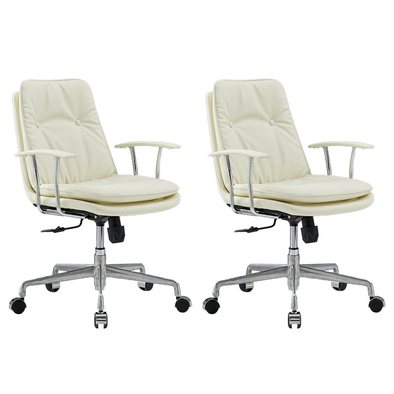 Chaise de bras rembourrée en cuir à hauteur de siège réglable chaise de bureau avec roues