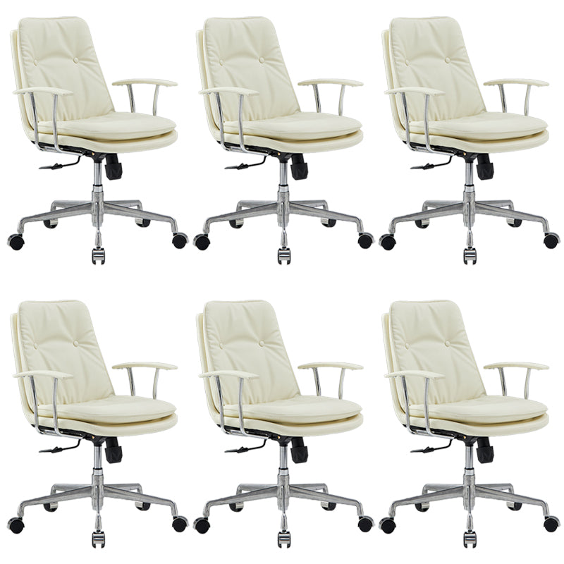 Chaise de bras rembourrée en cuir à hauteur de siège réglable chaise de bureau avec roues