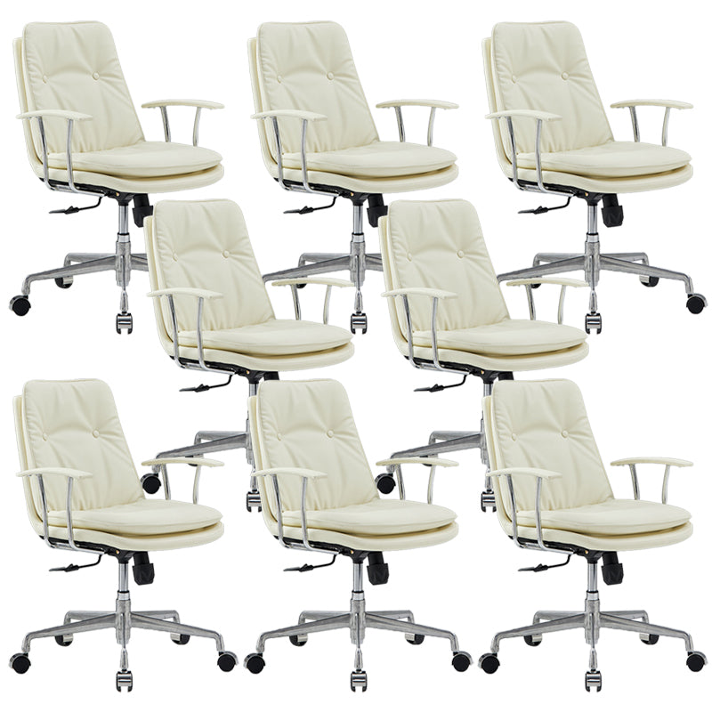 Chaise de bras rembourrée en cuir à hauteur de siège réglable chaise de bureau avec roues