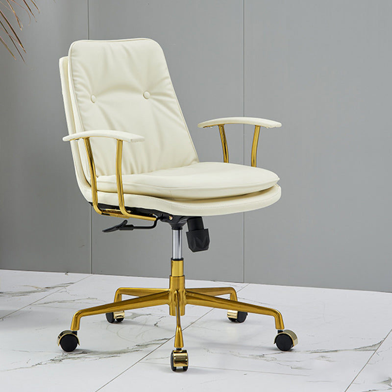 Chaise de bras rembourrée en cuir à hauteur de siège réglable chaise de bureau avec roues