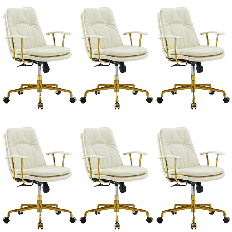 Chaise de bras rembourrée en cuir à hauteur de siège réglable chaise de bureau avec roues