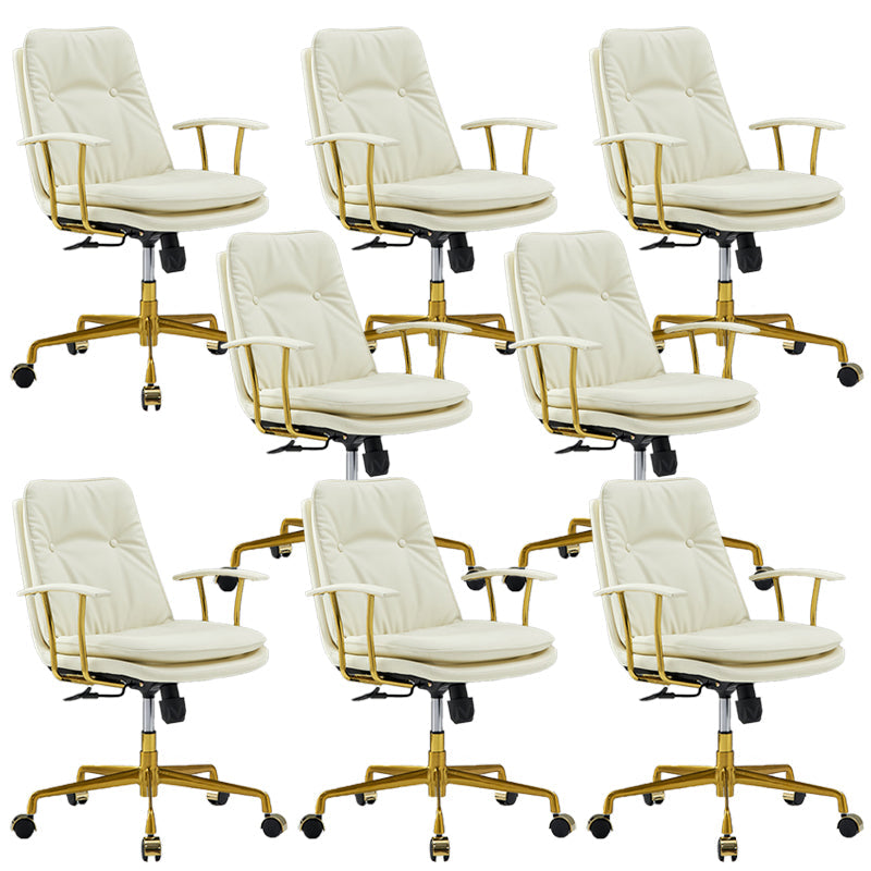 Chaise de bras rembourrée en cuir à hauteur de siège réglable chaise de bureau avec roues