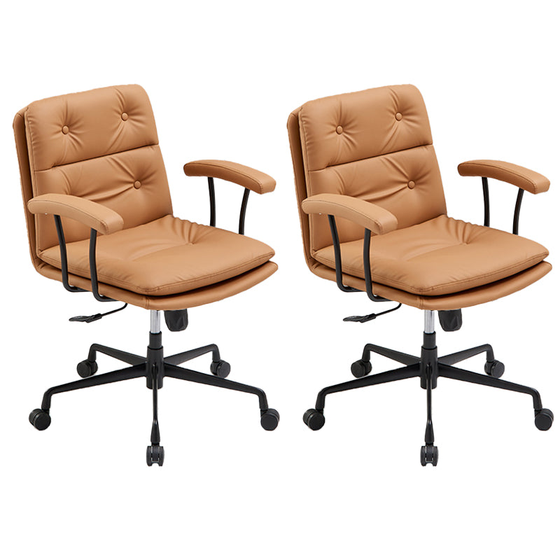 Chaise de bras rembourrée en cuir à hauteur de siège réglable chaise de bureau avec roues