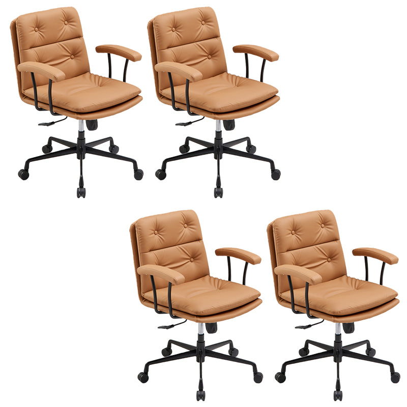 Chaise de bras rembourrée en cuir à hauteur de siège réglable chaise de bureau avec roues