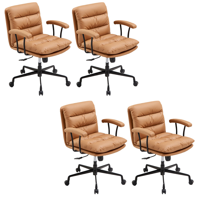 Chaise de bras rembourrée en cuir à hauteur de siège réglable chaise de bureau avec roues