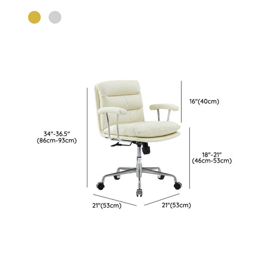 Silla de brazos acolchados cuero asiento ajustable altura silla de escritorio con ruedas