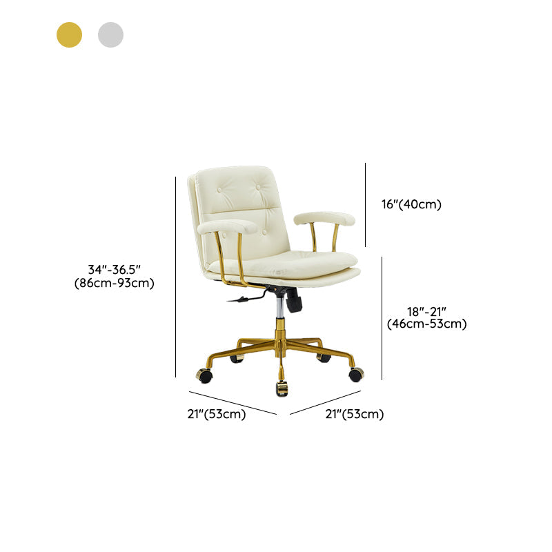 Chaise de bras rembourrée en cuir à hauteur de siège réglable chaise de bureau avec roues