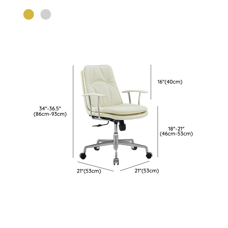 Chaise de bras rembourrée en cuir à hauteur de siège réglable chaise de bureau avec roues