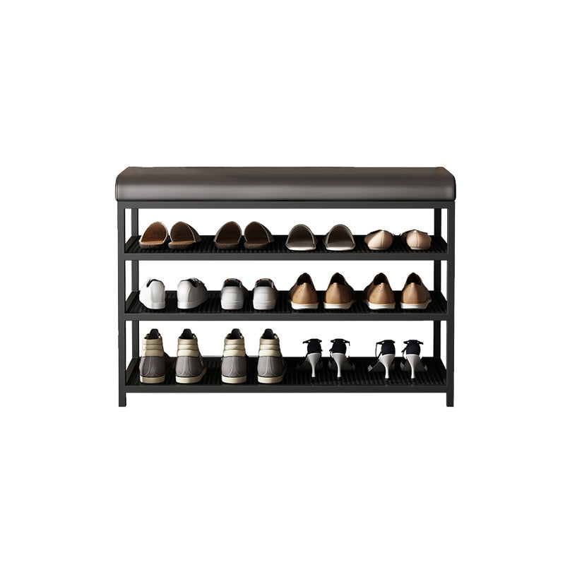 Modern Cushioned Seating Bench Rectangle Shoe Storage Entryway Bench 24"L x 13"W x 19"H Black Clearhalo 'Benches' 'Chairs & Seating' 'furn' 'furn_benches' 'Furniture' 'Living Room Furniture' 7083247