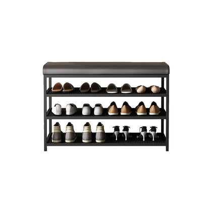 Modern Cushioned Seating Bench Rectangle Shoe Storage Entryway Bench 24"L x 13"W x 19"H Black Clearhalo 'Benches' 'Chairs & Seating' 'furn' 'furn_benches' 'Furniture' 'Living Room Furniture' 7083247