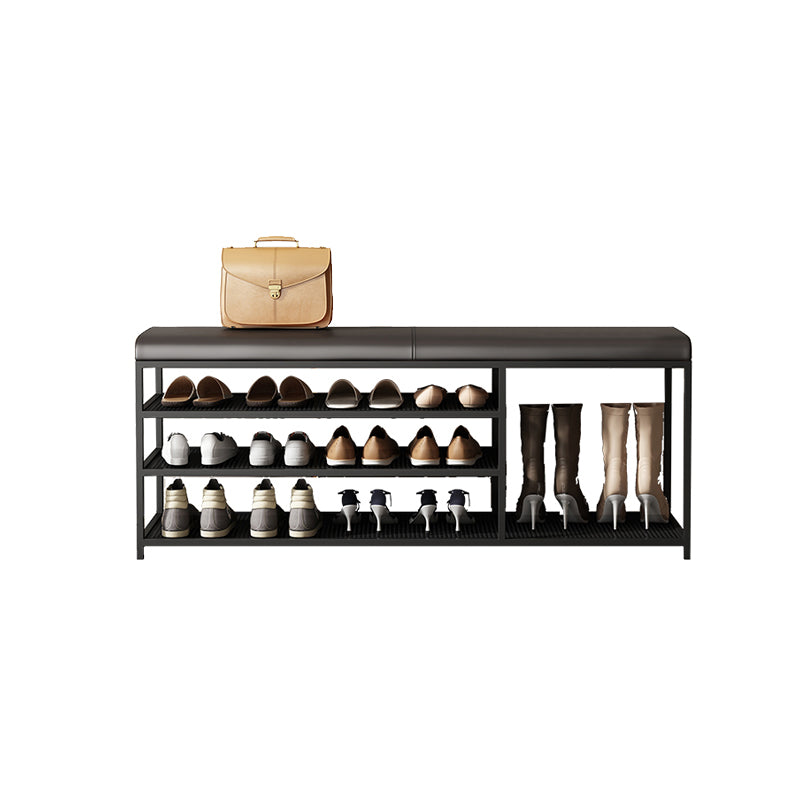 Modern Cushioned Seating Bench Rectangle Shoe Storage Entryway Bench Black Clearhalo 'Benches' 'Chairs & Seating' 'furn' 'furn_benches' 'Furniture' 'Living Room Furniture' 7083252