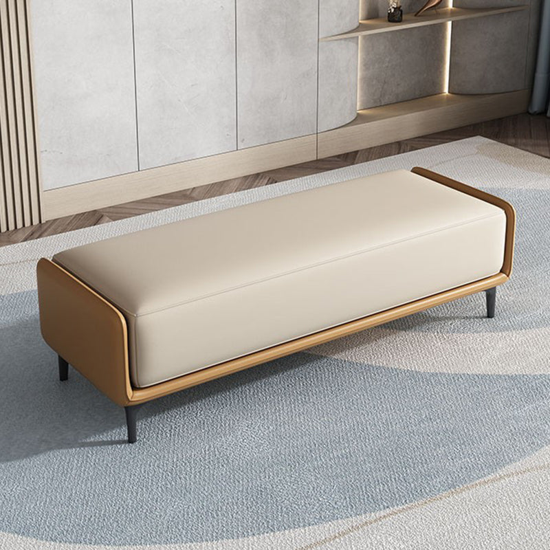 Modern Cushioned Seating Bench Rectangle Entryway and Bedroom Bench , 16 inch W Brown Clearhalo 'Benches' 'Chairs & Seating' 'furn' 'furn_benches' 'Furniture' 'Living Room Furniture' 7083269