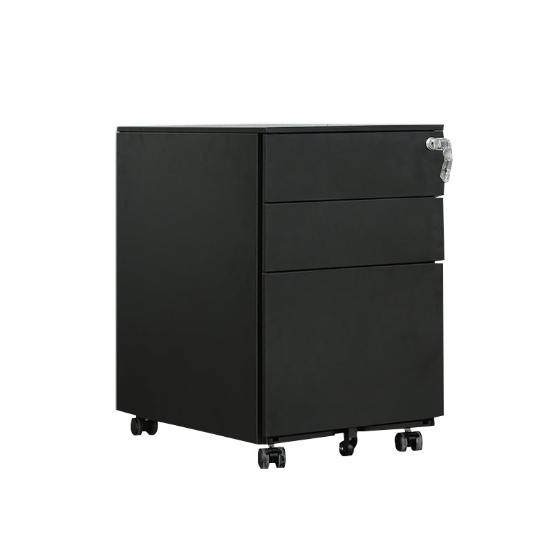 Modern File Cabinets Metal Frame File Pedestal with Key Lock for Office Black Side Pulls Clearhalo 'Filing Cabinets' 'filling_cabinets' 'furn' 'furn_filling_cabinets' 'Furniture' 'Office Furniture' 7087221