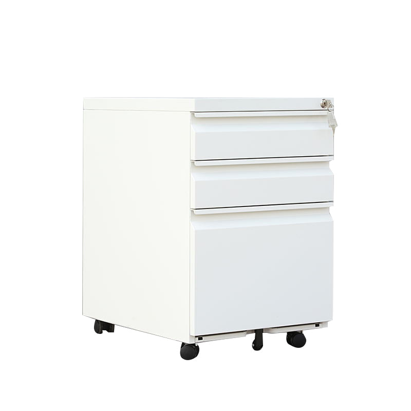 Modern File Cabinets Metal Frame File Pedestal with Key Lock for Office White U-Shape Clearhalo 'Filing Cabinets' 'filling_cabinets' 'furn' 'furn_filling_cabinets' 'Furniture' 'Office Furniture' 7087222