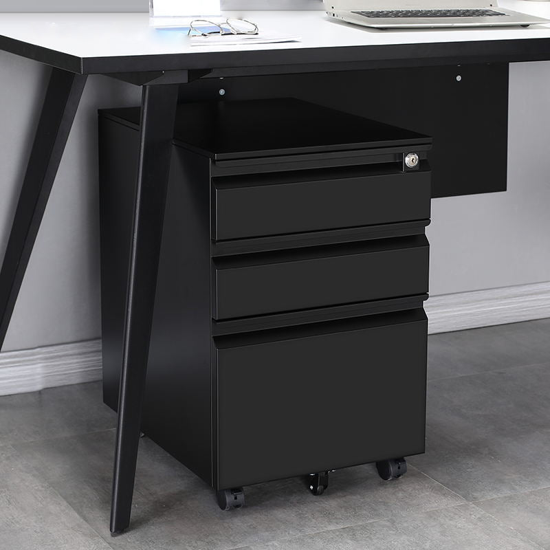 Modern File Cabinets Metal Frame File Pedestal with Key Lock for Office Clearhalo 'Filing Cabinets' 'filling_cabinets' 'furn' 'furn_filling_cabinets' 'Furniture' 'Office Furniture' 7087223