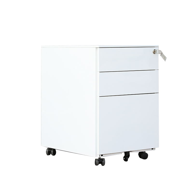 Modern File Cabinets Metal Frame File Pedestal with Key Lock for Office White Side Pulls Clearhalo 'Filing Cabinets' 'filling_cabinets' 'furn' 'furn_filling_cabinets' 'Furniture' 'Office Furniture' 7087224