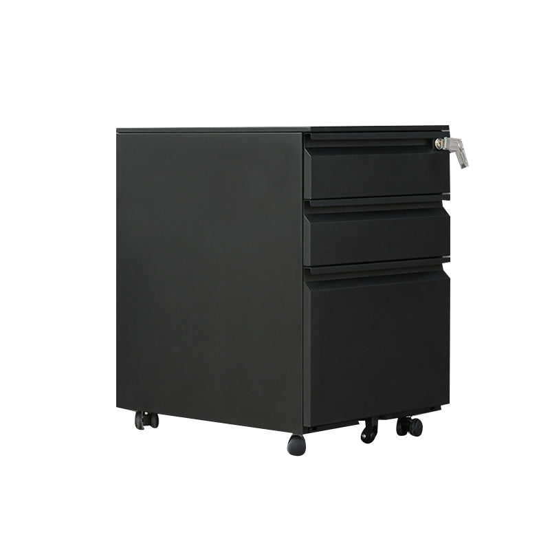Modern File Cabinets Metal Frame File Pedestal with Key Lock for Office Black U-Shape Clearhalo 'Filing Cabinets' 'filling_cabinets' 'furn' 'furn_filling_cabinets' 'Furniture' 'Office Furniture' 7087226