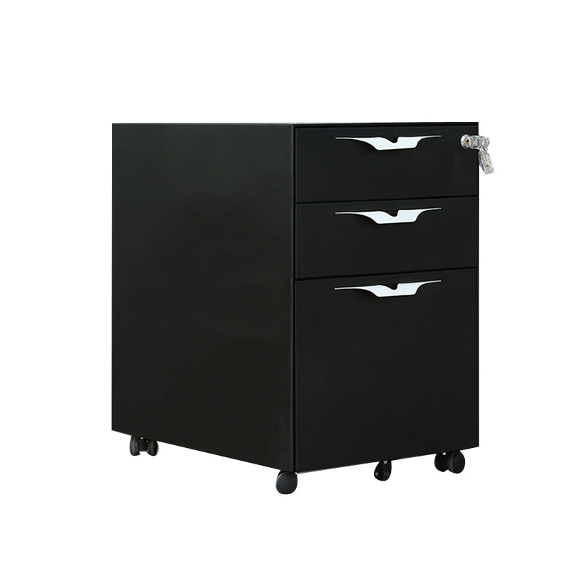 Modern File Cabinets Metal Frame File Pedestal with Key Lock for Office Black Drawer Pulls Clearhalo 'Filing Cabinets' 'filling_cabinets' 'furn' 'furn_filling_cabinets' 'Furniture' 'Office Furniture' 7087228