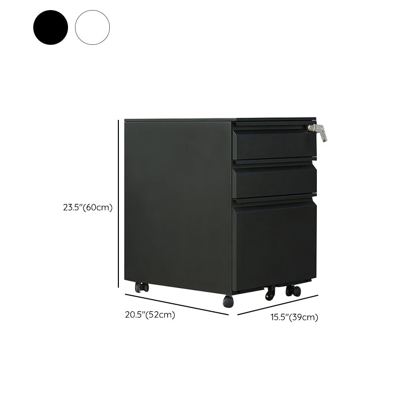 Modern File Cabinets Metal Frame File Pedestal with Key Lock for Office Clearhalo 'Filing Cabinets' 'filling_cabinets' 'furn' 'furn_filling_cabinets' 'Furniture' 'Office Furniture' 7087234
