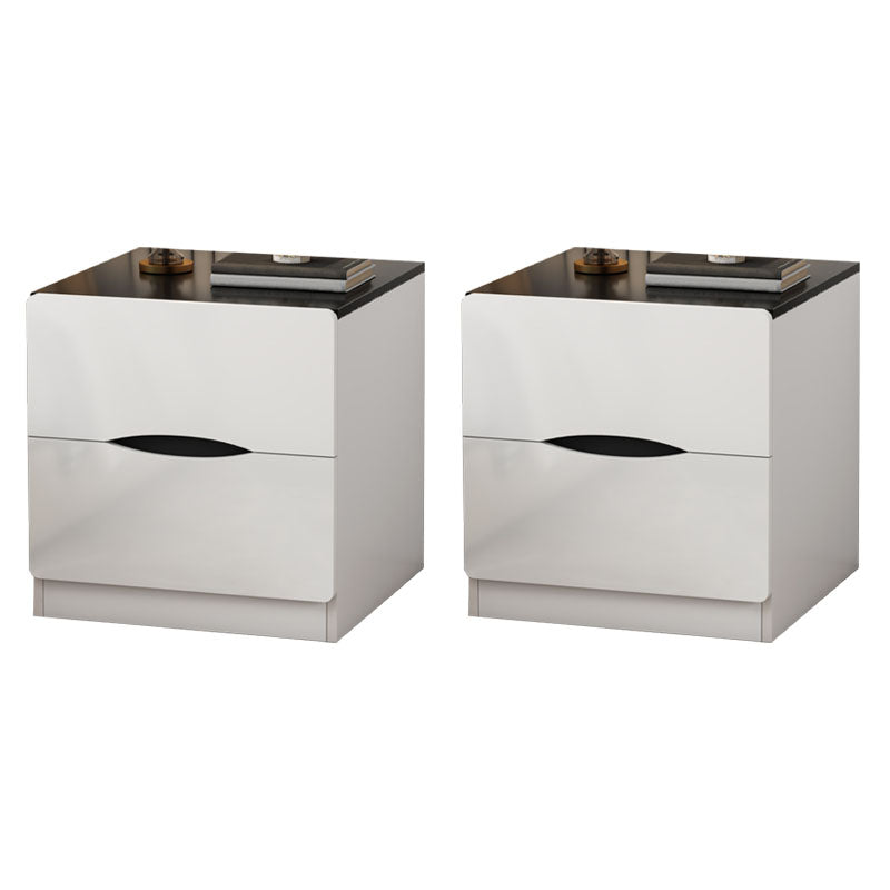 Modern Bed Nightstand Manufactured Wood Night Table with Drawers for Bedroom 16"L x 16"W x 18"H White-Black 2 Piece Set Clearhalo 'Bedroom Furniture' 'furn' 'furn_night_stand' 'Furniture' 'night_stand' 'Nightstands' 7089007