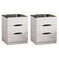 Modern Bed Nightstand Manufactured Wood Night Table with Drawers for Bedroom 16"L x 16"W x 23"H White-Black 2 Piece Set Clearhalo 'Bedroom Furniture' 'furn' 'furn_night_stand' 'Furniture' 'night_stand' 'Nightstands' 7089011