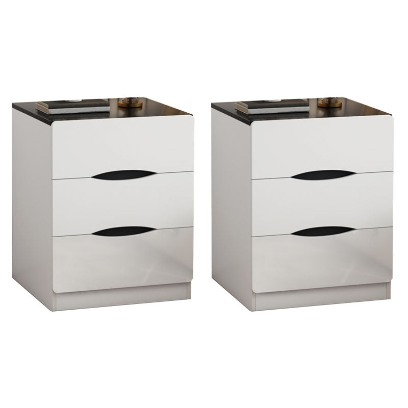 Modern Bed Nightstand Manufactured Wood Night Table with Drawers for Bedroom 16"L x 16"W x 23"H White-Black 2 Piece Set Clearhalo 'Bedroom Furniture' 'furn' 'furn_night_stand' 'Furniture' 'night_stand' 'Nightstands' 7089011