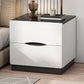 Modern Bed Nightstand Manufactured Wood Night Table with Drawers for Bedroom 20"L x 16"W x 18"H White-Black 1 Piece Clearhalo 'Bedroom Furniture' 'furn' 'furn_night_stand' 'Furniture' 'night_stand' 'Nightstands' 7089018