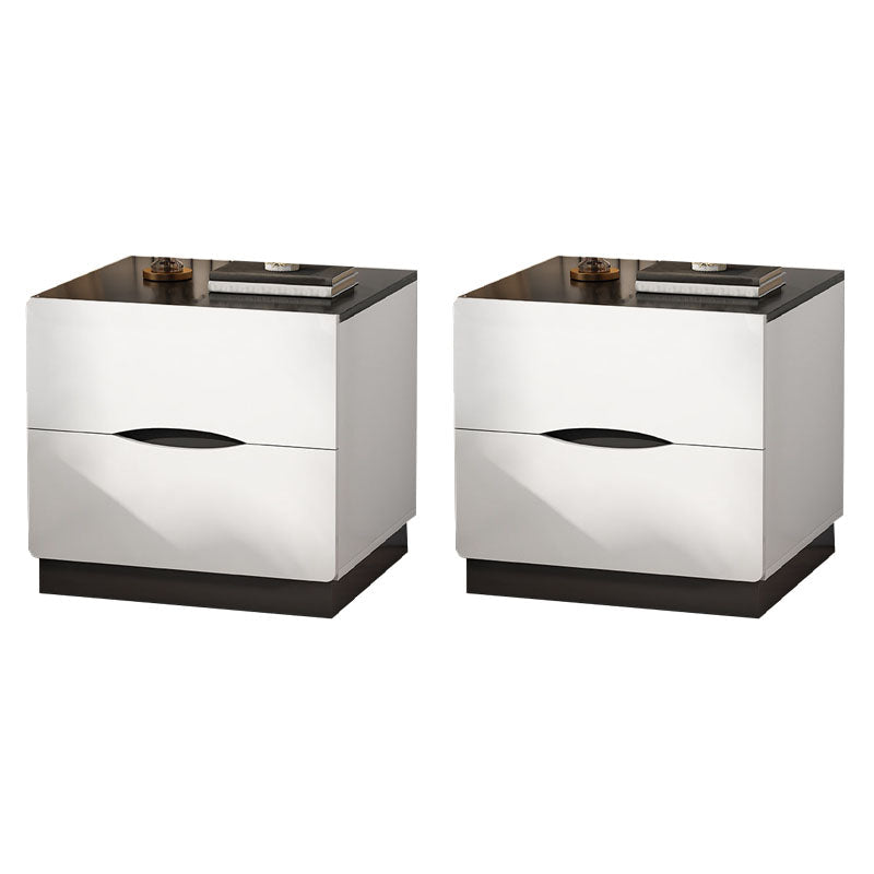 Modern Bed Nightstand Manufactured Wood Night Table with Drawers for Bedroom 20"L x 16"W x 18"H White-Black 2 Piece Set Clearhalo 'Bedroom Furniture' 'furn' 'furn_night_stand' 'Furniture' 'night_stand' 'Nightstands' 7089019