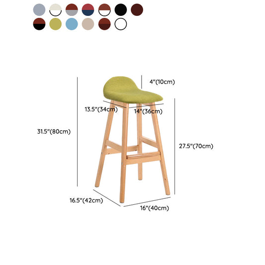 Industrial Solid Wood Bar Stools Upholstered Armless Patio Bar Stool