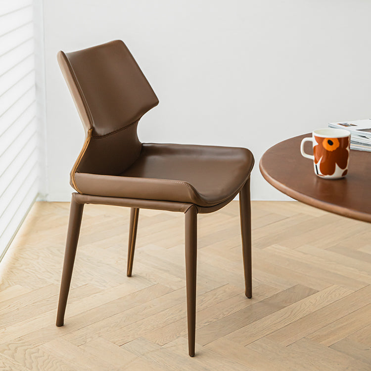 Modern Simple Side Chair Faux Leather Armless Dining Chair for Home Use