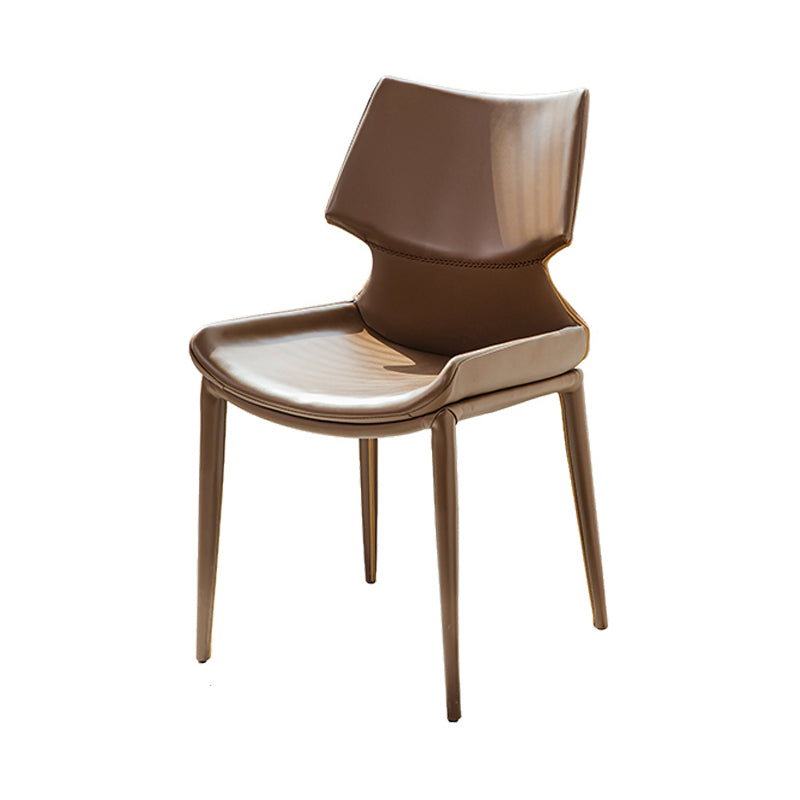 Modern Simple Side Chair Faux Leather Armless Dining Chair for Home Use