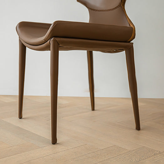 Modern Simple Side Chair Faux Leather Armless Dining Chair for Home Use