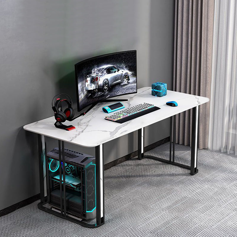 Table d'écriture de forme rectangulaire en pierre de style moderne avec 2 legs pour la maison