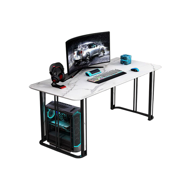 Table d'écriture de forme rectangulaire en pierre de style moderne avec 2 legs pour la maison