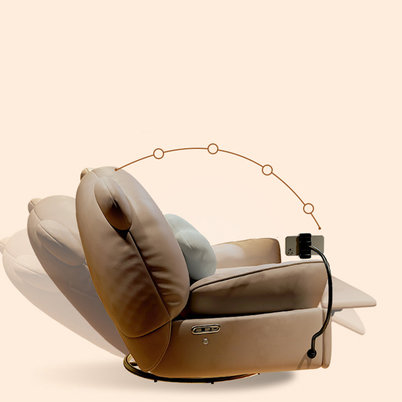 Sedia da club in pelle vera scandinaviana reclinabile in casa