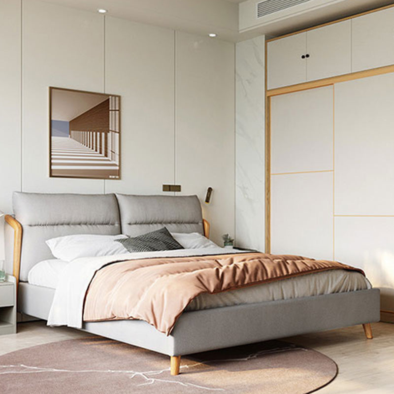 Letto a pannello a colori solidi Funco in fico in pelle rivestita standard