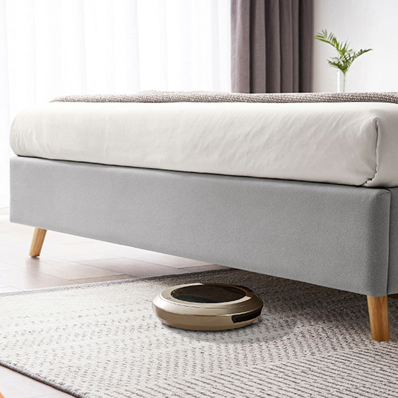 Solid Color Panel Bed Faux Leather Upholstered Headboard Standard Bed