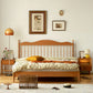 Contemporary Pine Wood Bed in Light Brone Scandinavian Bed with Headboard