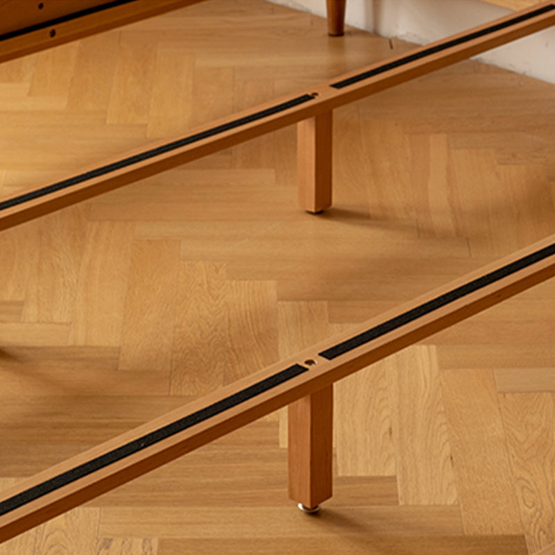 Contemporary Pine Wood Bed in Light Brone Scandinavian Bed with Headboard