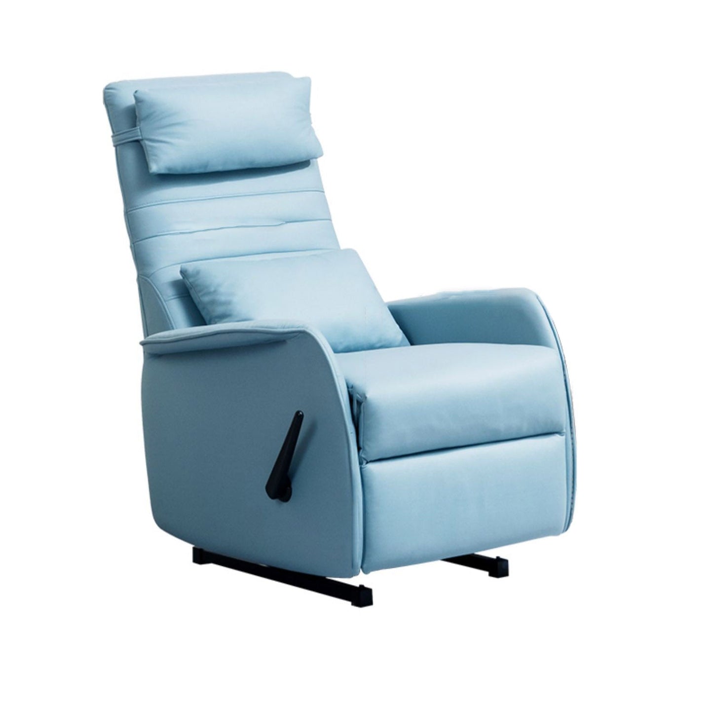 Manual-Handle Rocker Standard Recliner Solid Color Faux Leather Recliner Chair Clearhalo 'Chairs & Seating' 'furn' 'furn_recliners' 'Furniture' 'Living Room Furniture' 'Recliners' 7090576