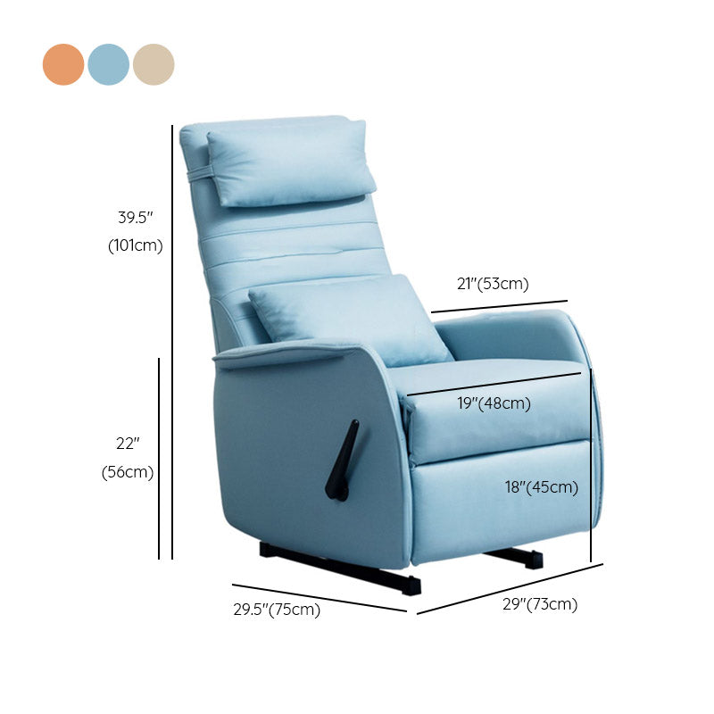 Manual-Handle Rocker Standard Recliner Solid Color Faux Leather Recliner Chair Clearhalo 'Chairs & Seating' 'furn' 'furn_recliners' 'Furniture' 'Living Room Furniture' 'Recliners' 7090577