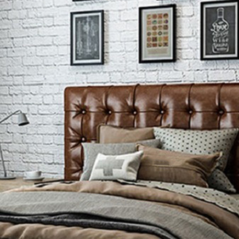 Lit de plate-forme en métal contemporain lit standard avec tête de lit rembourrée